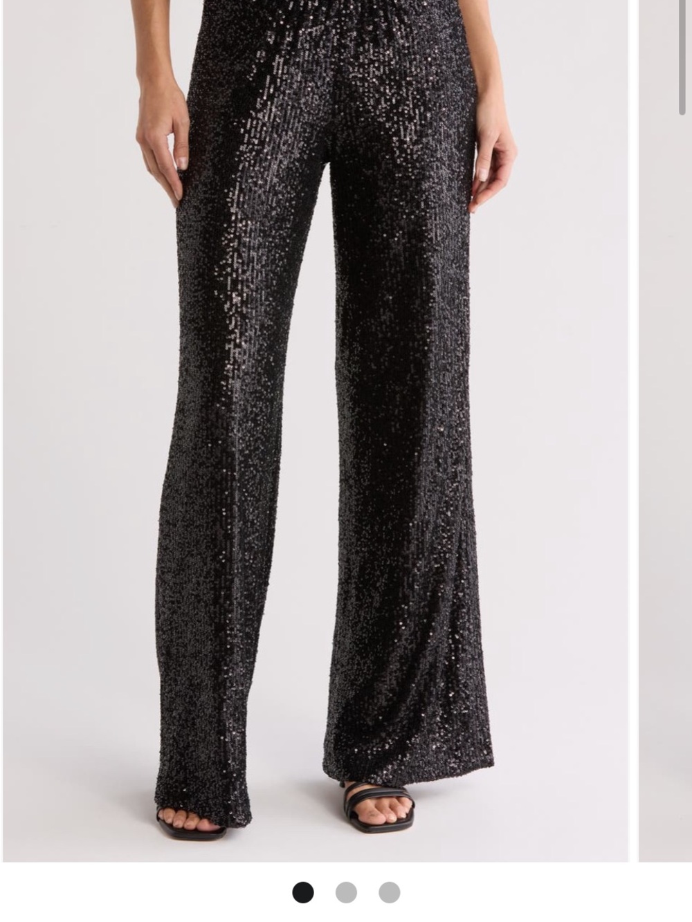 Ramy Brook Black Sequined Wide-Leg Pants